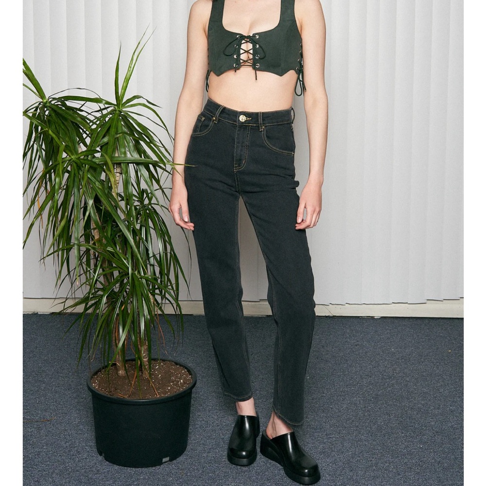 Fashion brand company nap jeans with yellow thread!